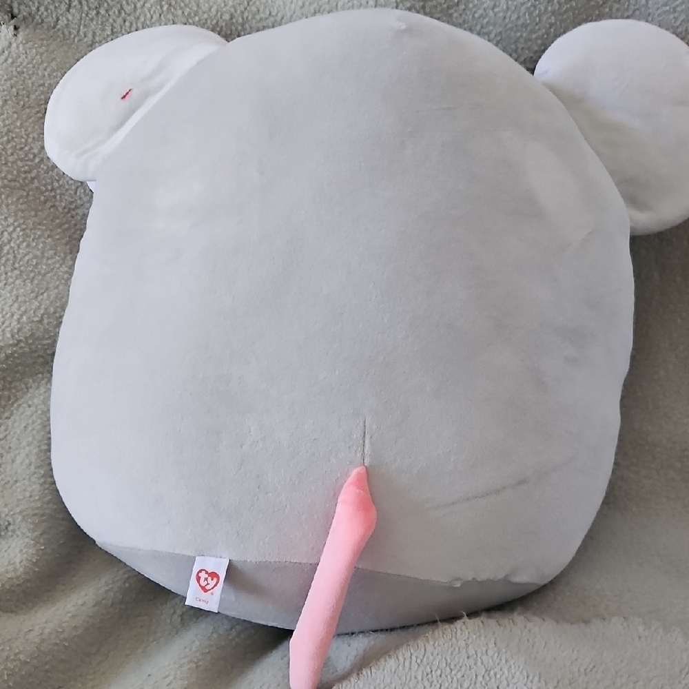 Ty White and Pink Plush Squishmallow-Style Stuffed Animal CATNIP Mouse NWT - Picture 3 of 4